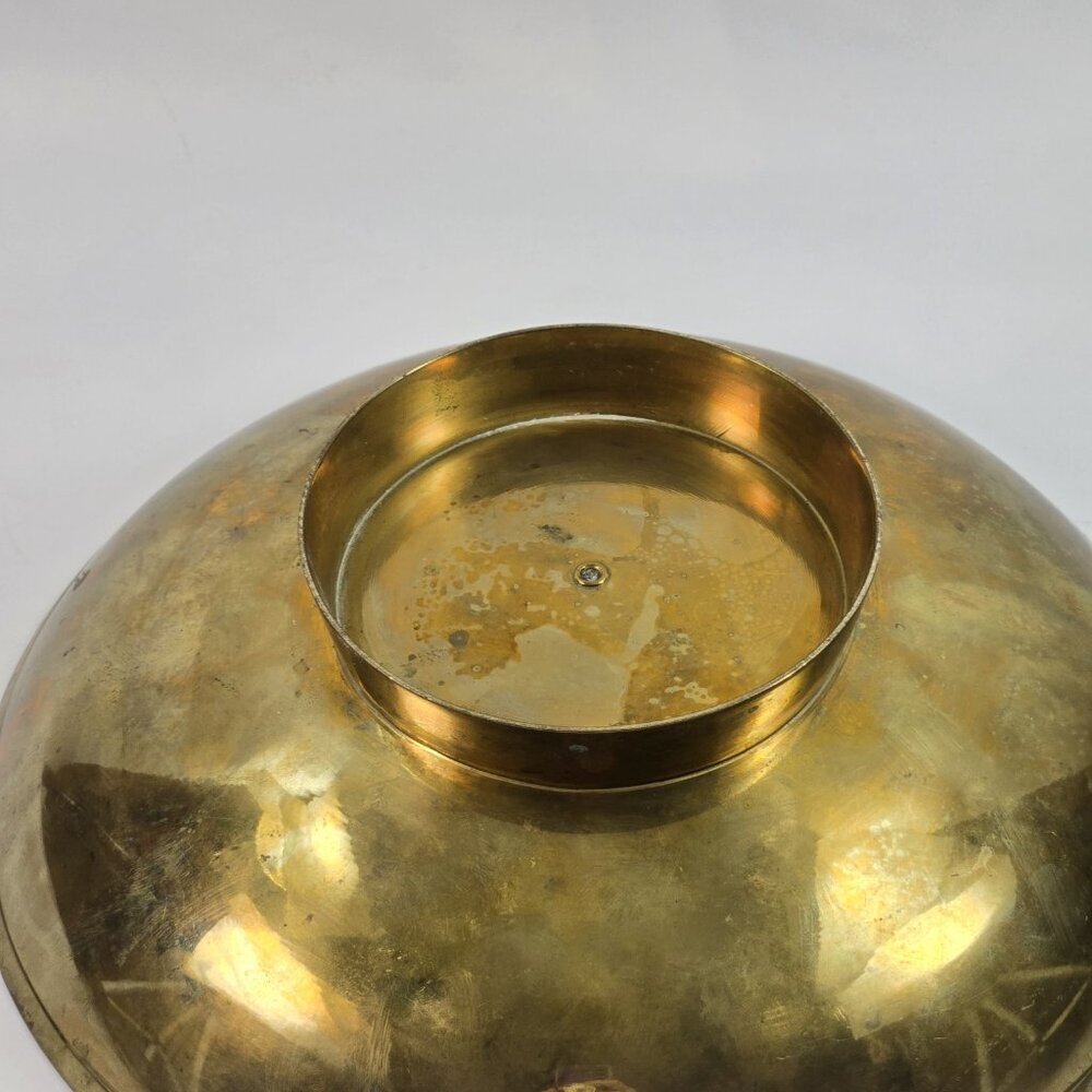 Vintage Enameled Brass Shallow Dish Bowl Iris Flowers - Picture 5 of 11